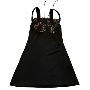 Lacy Slip Mini Dress with contrast top a-line black stretch Size 4